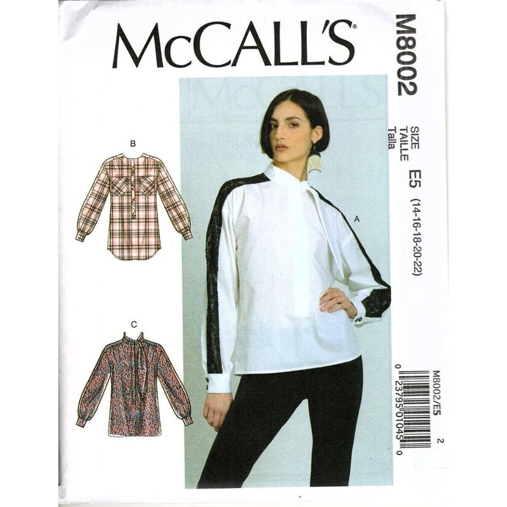 McCalls M8002 Misses 14 to 22 Blouse Uncut Sewing Pattern